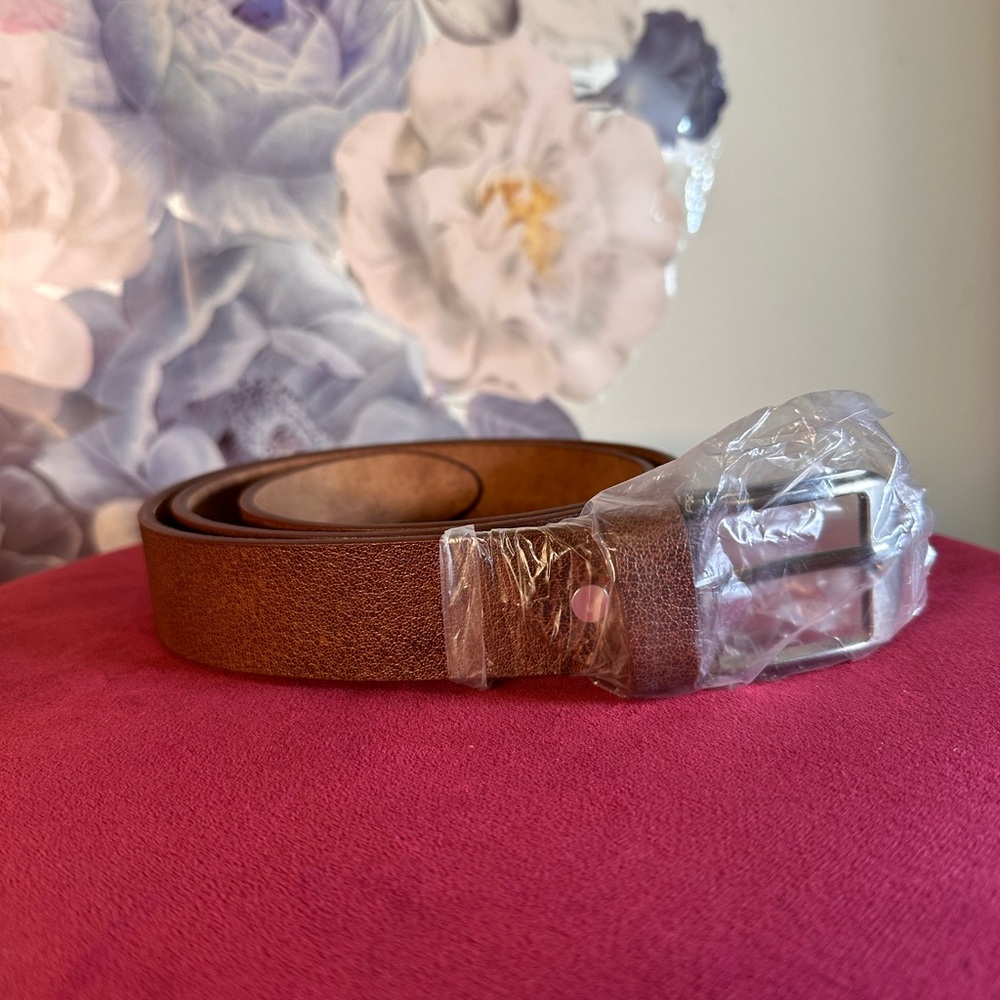New real leather belt men’s womens XL 45.5 inches brown work classic nice